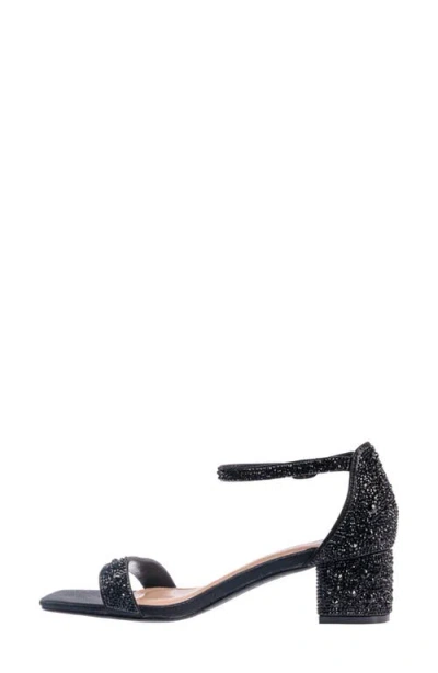 Lady Couture Dazzle Crystal Embellished Block Heel Sandal In Black