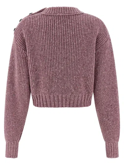Chloé Cropped Mock-neck Sweater In A Merino Wool Knit In Pink