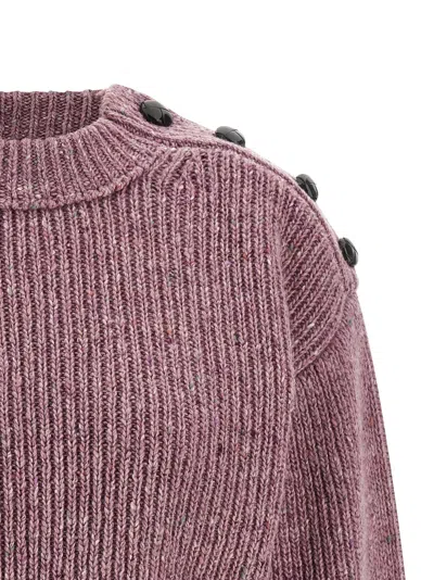 Chloé Cropped Mock-neck Sweater In A Merino Wool Knit In Pink