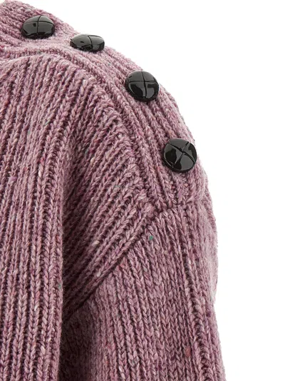 Chloé Cropped Mock-neck Sweater In A Merino Wool Knit In Pink
