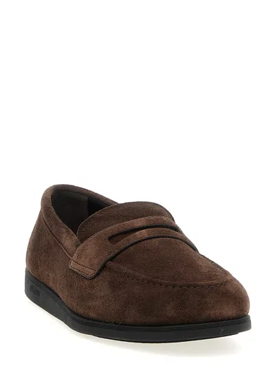 Church's Round-toe Suede Loafers With Penny Strap In Brown