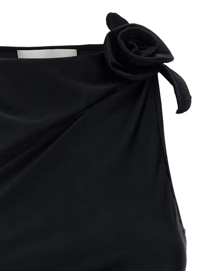 Coperni Black Asymmetric Sleeveless Top With Floral Detail And Cut-out On The Front In Black
