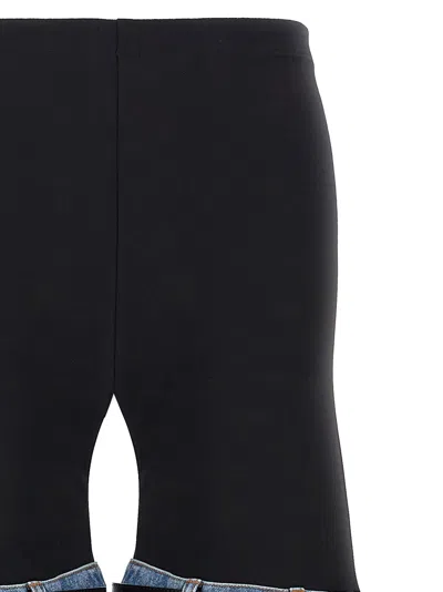 Coperni Hybrid Denim & Jersey Flared Pants In Black