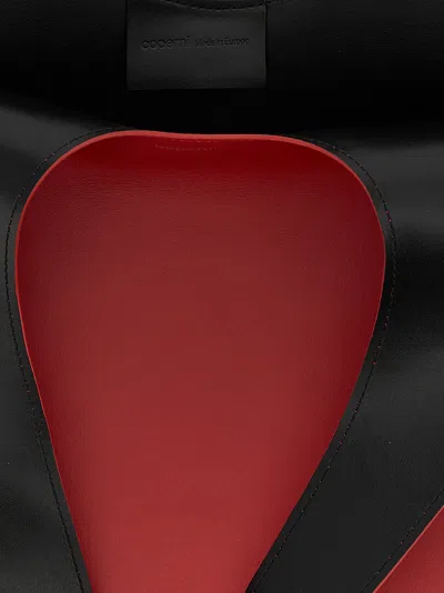 Coperni Heart-shaped Red Leather Tote With Silver Logo Print In Red
