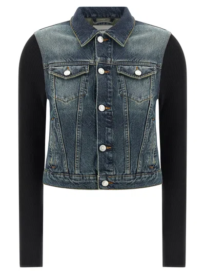Coperni Hybrid Denim And Knit Jacket In Blue