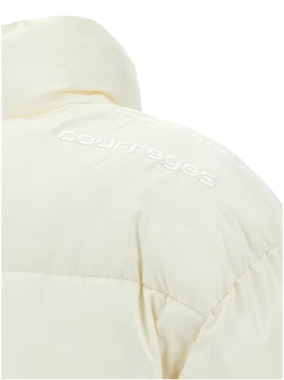 Courrèges Cropped Puffer Jacket With High Stand Collar And Snap Button Closure In Neutral