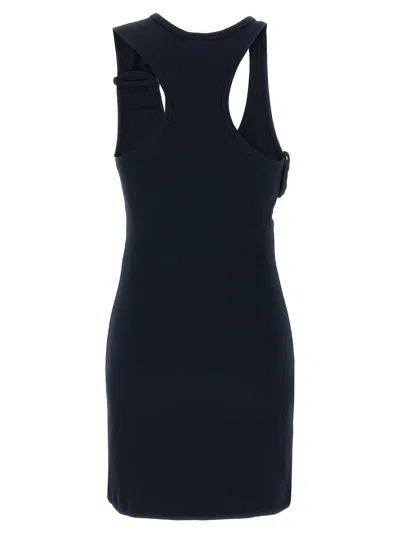 Courrèges Double Buckle 90's Rib Knit Dress In Black