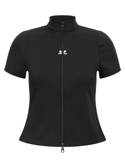 Courrèges Interlock Zipped Top In Black