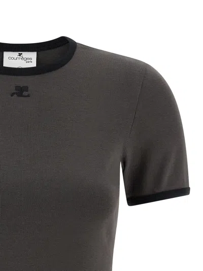 Courrèges Courregès Heritage Contrast T-shirt In Brown