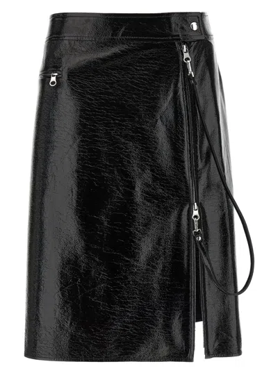 Courrèges Vinyl Skirt Featuring Zipper Accents In Black