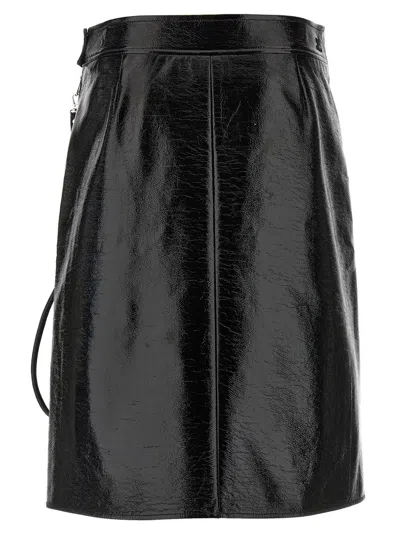 Courrèges Vinyl Skirt Featuring Zipper Accents In Black