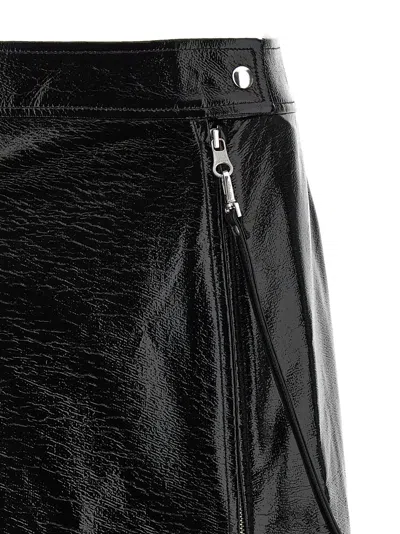 Courrèges Vinyl Skirt Featuring Zipper Accents In Black