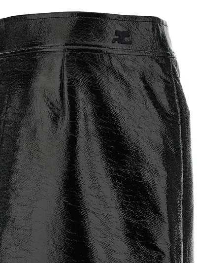 Courrèges Vinyl Skirt Featuring Zipper Accents In Black