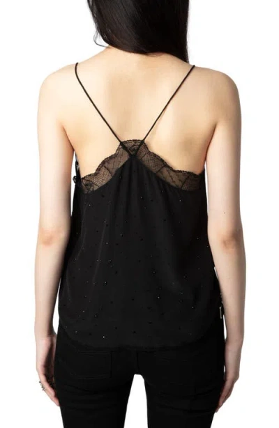 Zadig & Voltaire Christy Strass Crepe De Chine Cami In Black