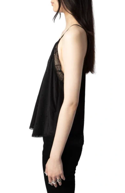 Zadig & Voltaire Christy Strass Crepe De Chine Cami In Black