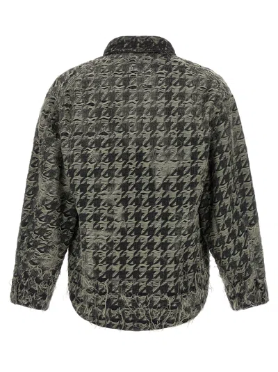 Diesel Jacket In Houndstooth-weave Denim In Black