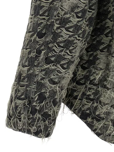 Diesel Jacket In Houndstooth-weave Denim In Black