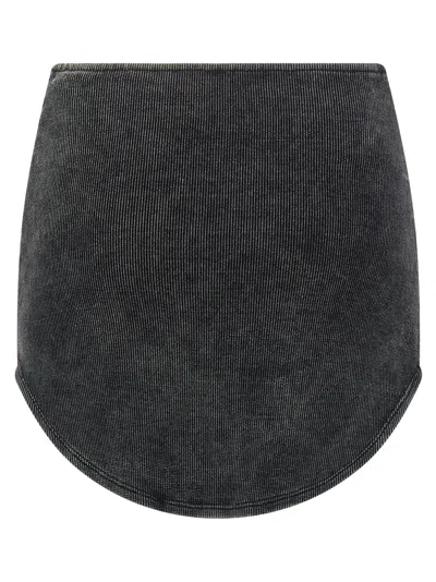 Diesel Denim Mini Skirt With Oval D Logo In Black