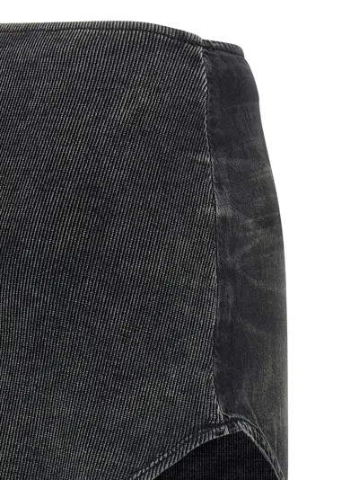 Diesel Denim Mini Skirt With Oval D Logo In Black