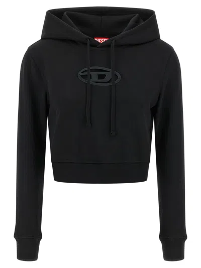 Diesel Hoodie Con Logo Oval D Cut-out In Black