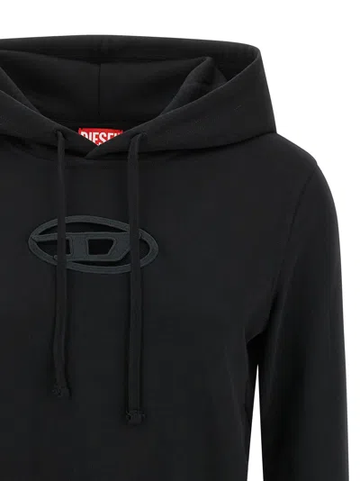 Diesel Hoodie Con Logo Oval D Cut-out In Black