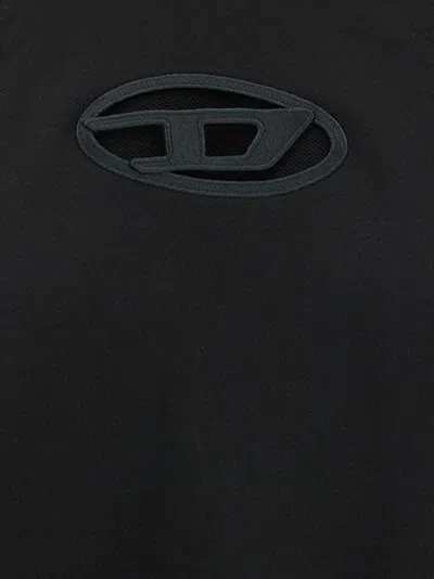 Diesel Hoodie Con Logo Oval D Cut-out In Black