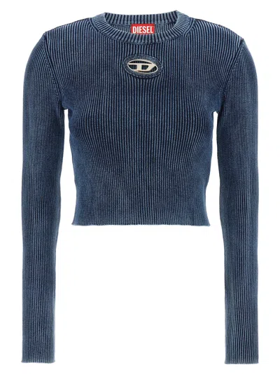 Diesel 'm-anchor-a' Knit Crop Top In Blue