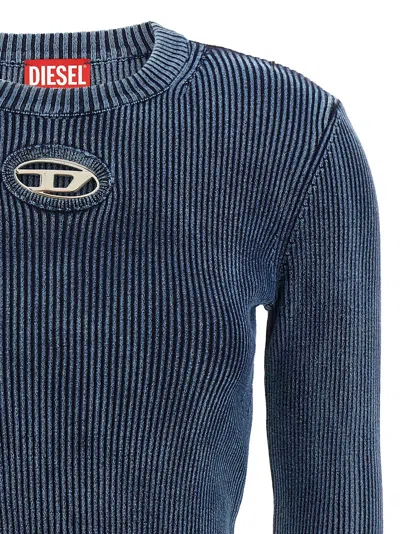 Diesel 'm-anchor-a' Knit Crop Top In Blue