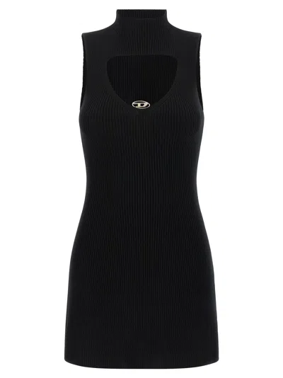 Diesel Women Wool Cut-out Mini Dress In Black