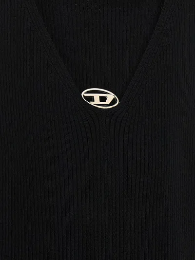 Diesel Women Wool Cut-out Mini Dress In Black