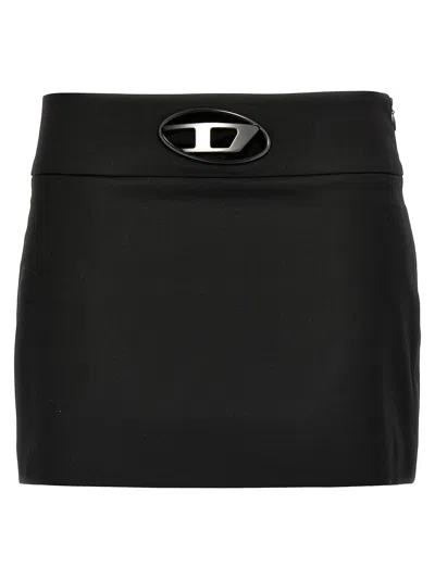Diesel Multicolor Wool-blend Skirt With Tailored Silhouette In Black