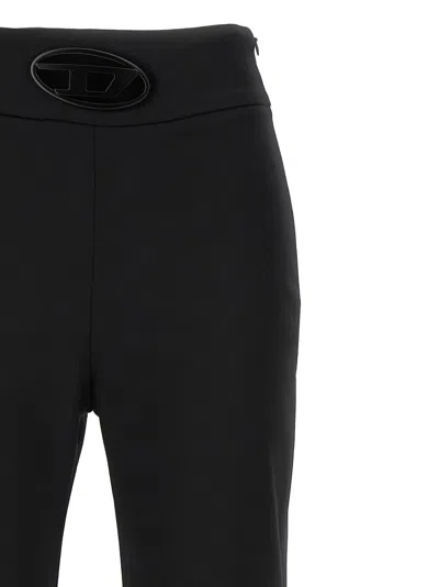 Diesel Solid Color P-lumys Pants With Frayed Detail In Black