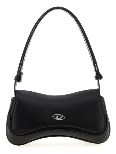 Diesel Curved Silhouette Clutch With Adjustable Strap In Black