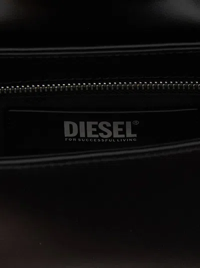 Diesel Curved Silhouette Clutch With Adjustable Strap In Black