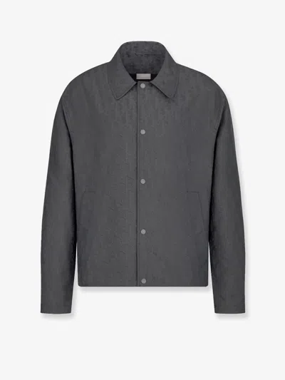 Dior Textured Fabric Jacket Long Sleeves In Gray