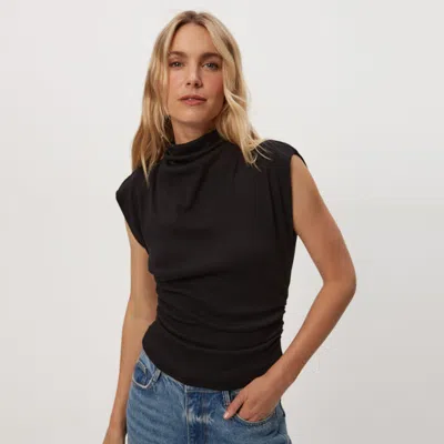 Michael Stars Amara Power Shoulder Tee In Black