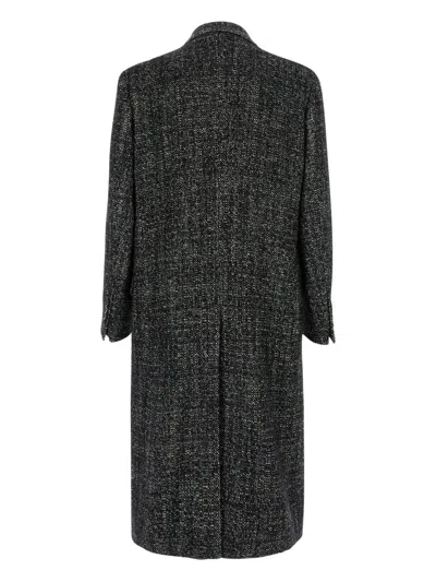 Dolce & Gabbana Double-breasted Long Coat Side Pockets In Gray