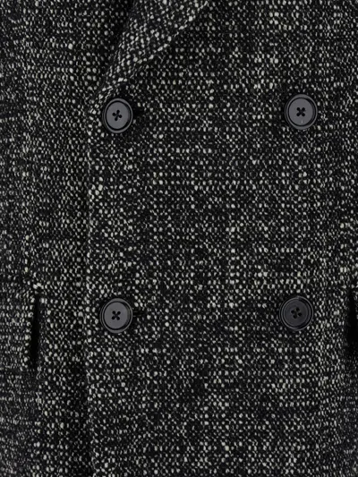 Dolce & Gabbana Double-breasted Long Coat Side Pockets In Gray