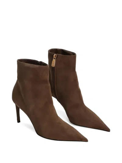 Dolce & Gabbana Devotion Suede Ankle Boots In Brown