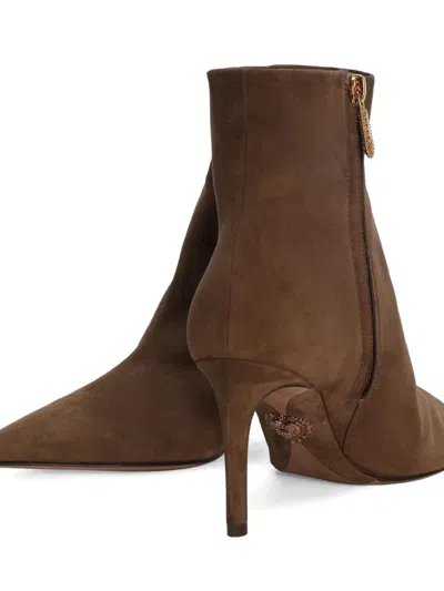 Dolce & Gabbana Devotion Suede Ankle Boots In Brown