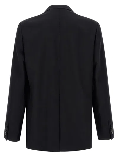 Dries Van Noten Double Breasted Wool Jacket With Notched Lapels In Black