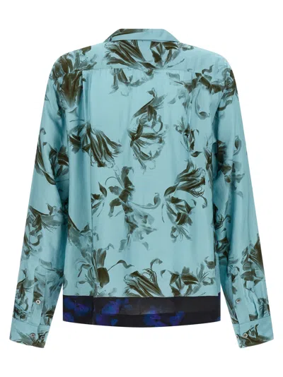 Dries Van Noten Floral Pattern Long Sleeves Shirt With Chest Pocket In Blue