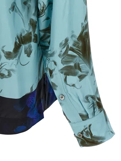 Dries Van Noten Floral Pattern Long Sleeves Shirt With Chest Pocket In Blue