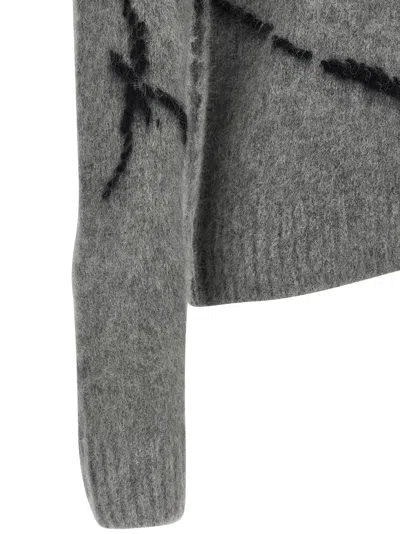 Dries Van Noten Mouche Embroidered Wool Sweater In Gray