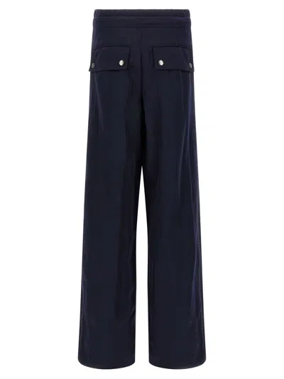 Dries Van Noten Wide Black Cotton Trousers In Blue