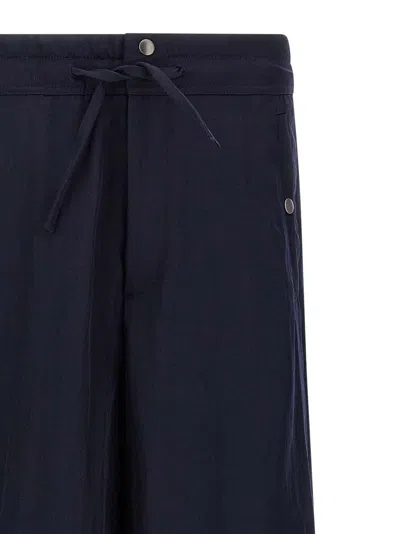 Dries Van Noten Wide Black Cotton Trousers In Blue