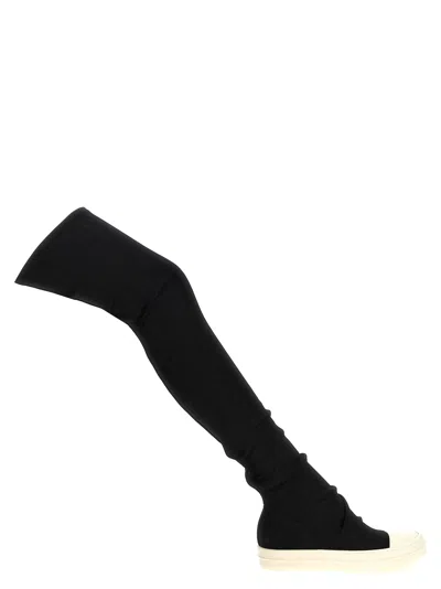 Drkshdw Sneaker In Denim High Sock In Black