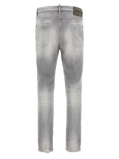 Dsquared2 Slim Fit Distressed Denim Pants In Gray
