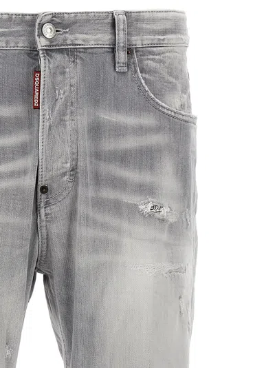 Dsquared2 Slim Fit Distressed Denim Pants In Gray