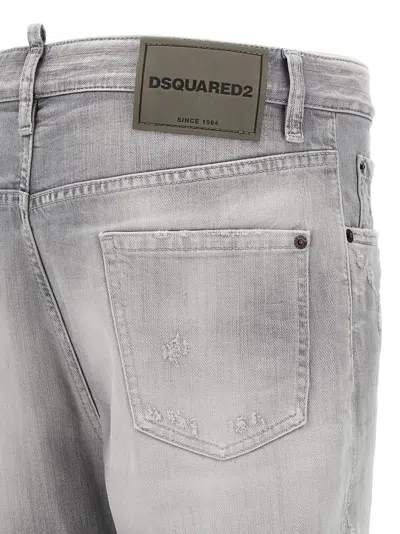 Dsquared2 Slim Fit Distressed Denim Pants In Gray
